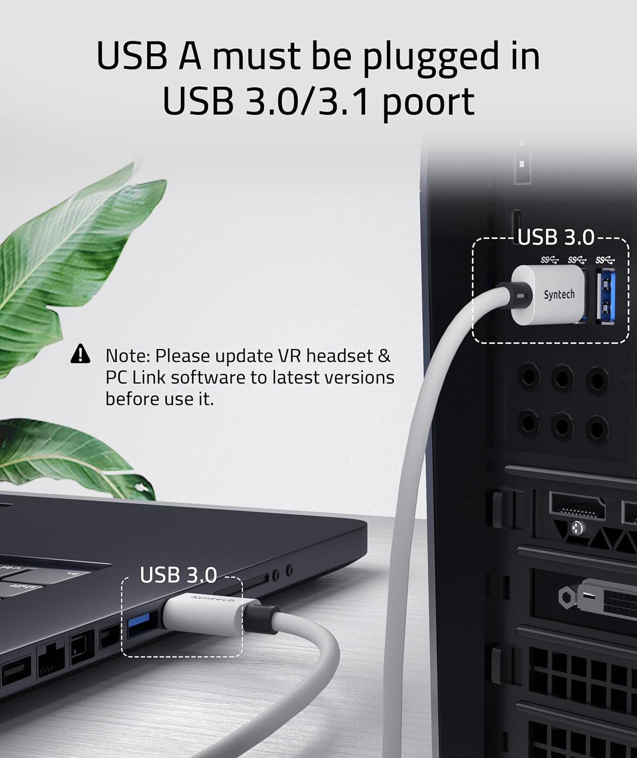 Link Cable 20 FT Compatible with Oculus/Meta Quest 3/Meta Quest2/Pro/Pico 4/Ultra Accessories and Pc/Steamvr, High Speed PC Data Transfer, USB 3.0 to USB C Cable for VR Headset