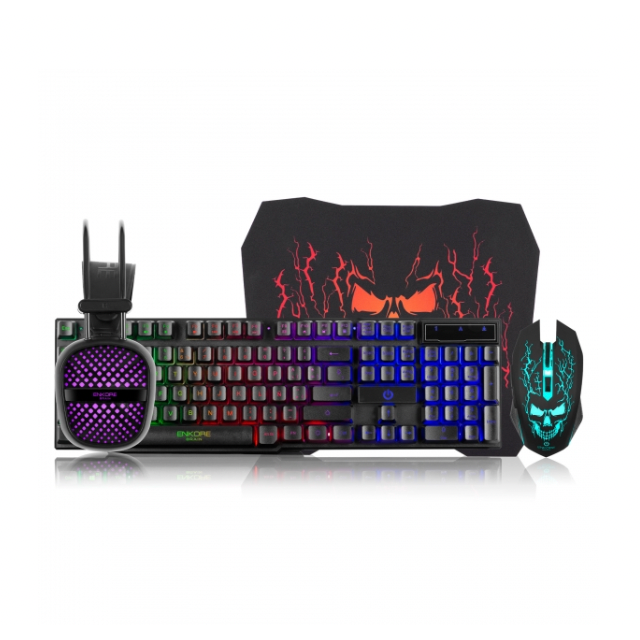 Kit Gamer 4 en 1 Teclado + Mouse + Audifonos + Pad G1005-4 - ENKORE-GSMPRO.CL