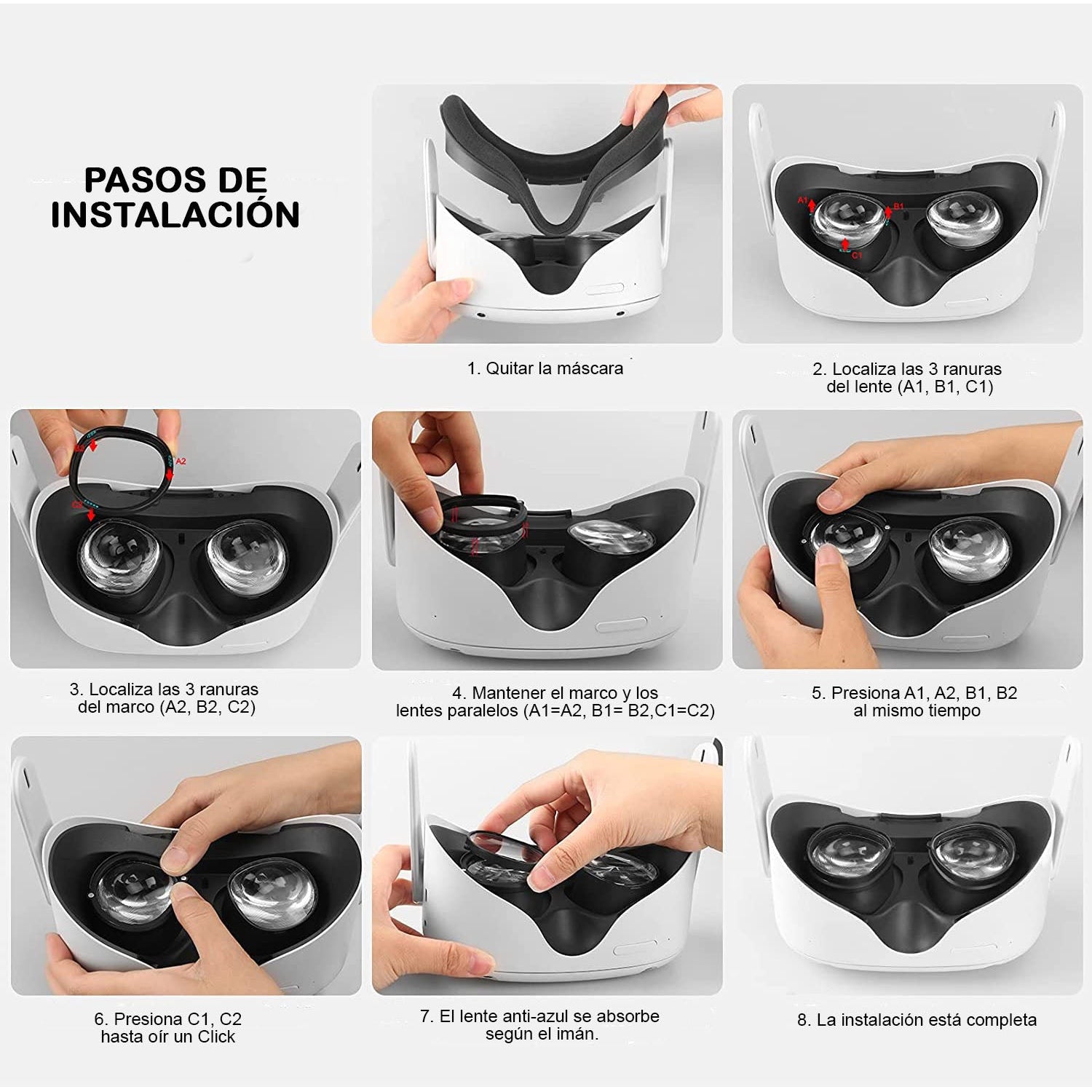 FICEP - Lentes graduados para Oculus Quest 2 Anti-Luz Azul-GSMPRO.CL